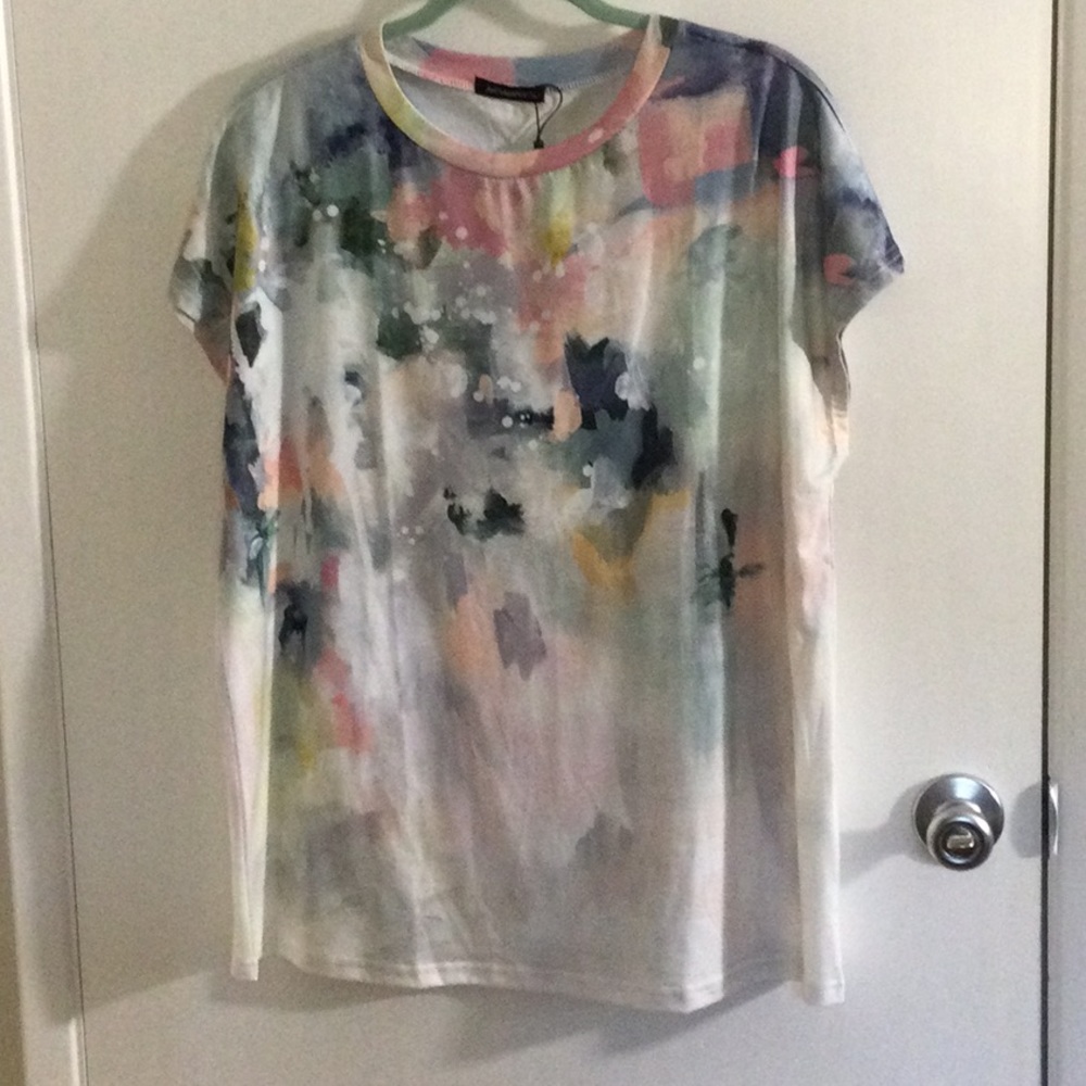 Brand new never worn lovely multi color short sleeve blouse